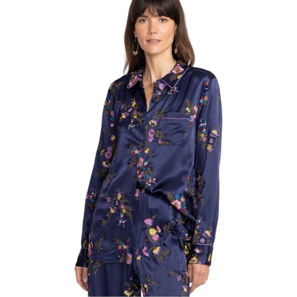 Johnny Was Tops - NWT Johnny Was Misty Rayon Button Down Shirt Size XL MSRP $340